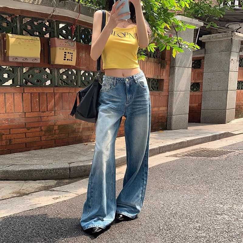 Retro Washed High Waist Wide Leg Jeans ARZ