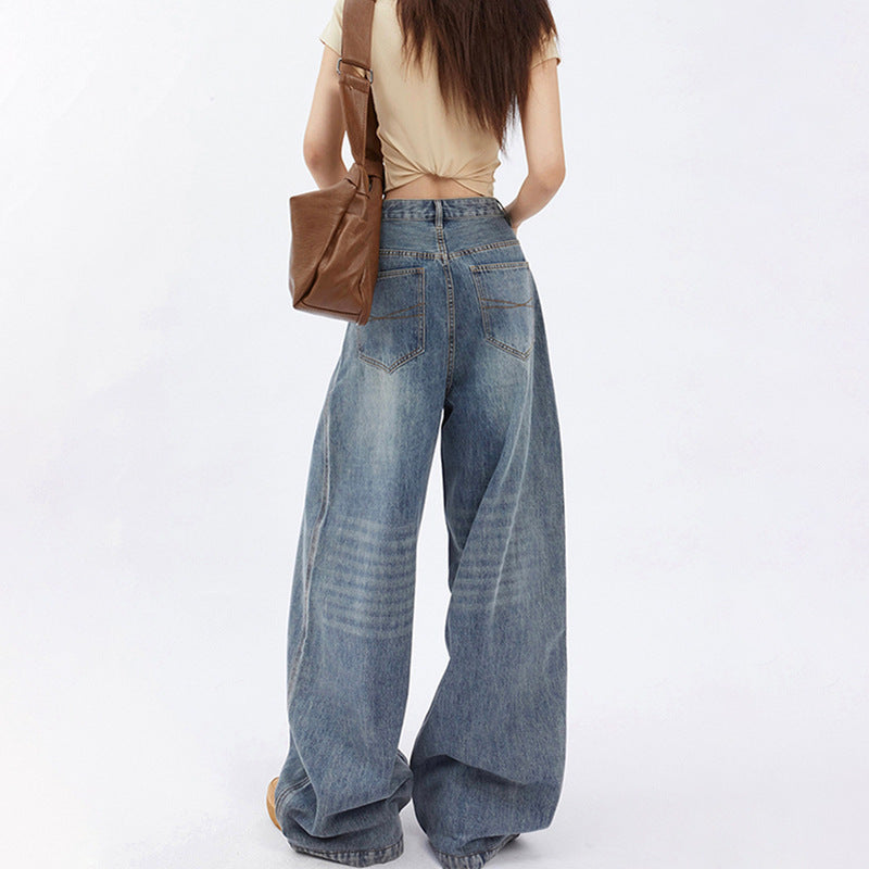 Women's High Waist Wide Leg Jeans Baggy Straight Trousers ARZ