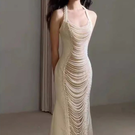 Heavy Industry Pearl Banquet Fishtail Evening Dress ARZ