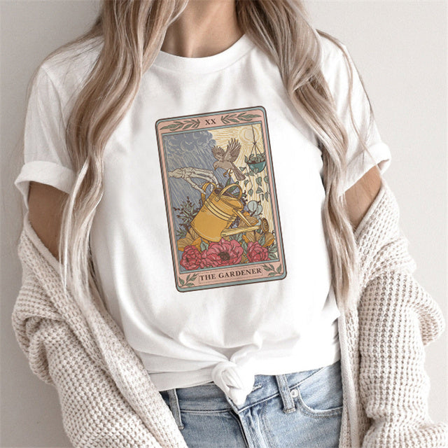 Fashion Tarot Women Print T-shirts Female Cartoon Tops ARZ