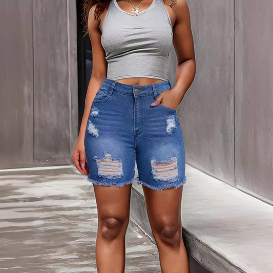 Denim With Hole Shorts For Women ARZ