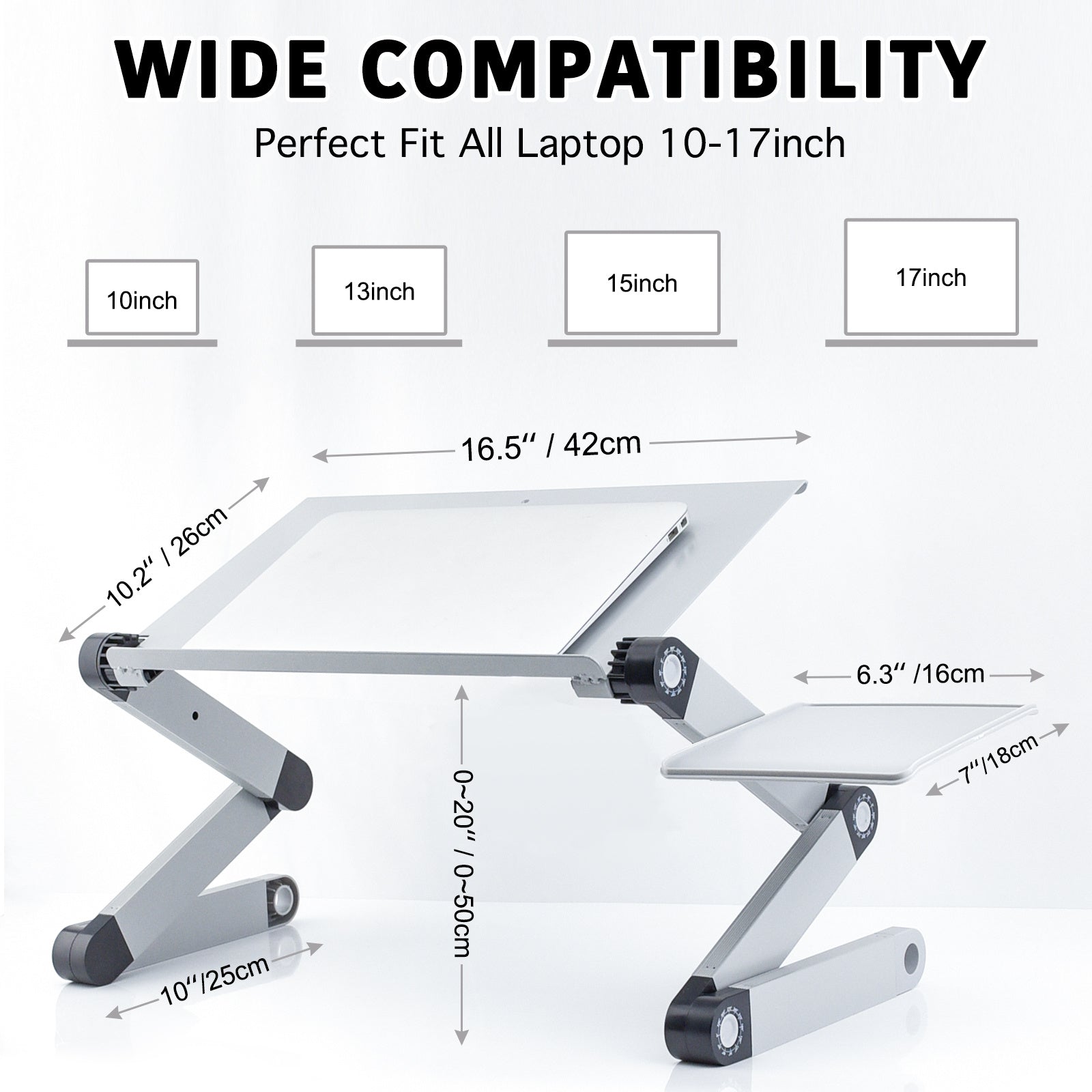 Adjustable Laptop Stand, RAINBEAN Laptop Desk with 2 CPU Cooling USB Fans for Bed Aluminum Lap Workstation Desk with Mouse Pad, Foldable Cook Book Stand Notebook Holder Sofa,Amazon Banned ARZ