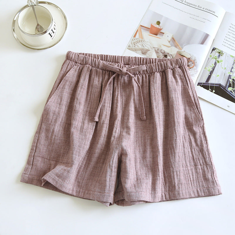 Pure Cotton Gauze Colorful String Washed Home Shorts Couple Style ARZ