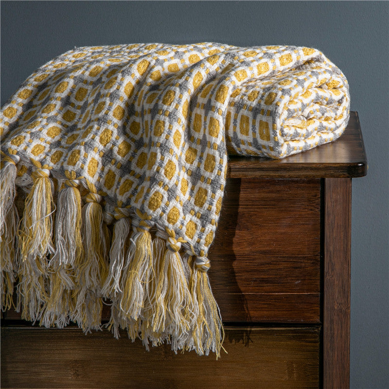 Knitted Big Shawl Tassel Woven Blanket ARZ