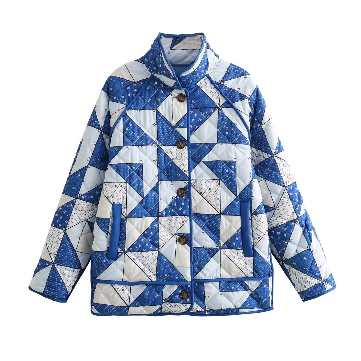 Loose Diamond Print Cotton Jacket ARZ