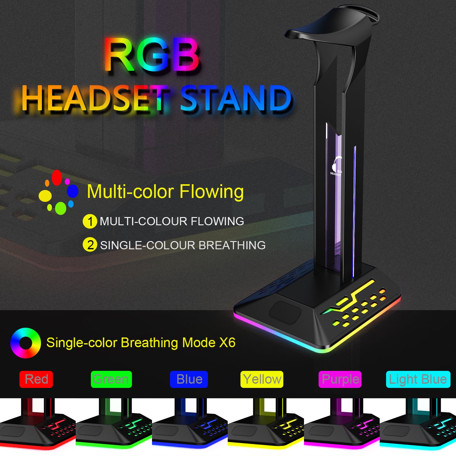 RGB Bracket Dual USBHUB Color Changing Headset Bracket Headset Display Rack ARZ