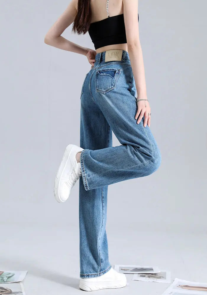 Women's Dark Blue Wide-leg Jeans ARZ