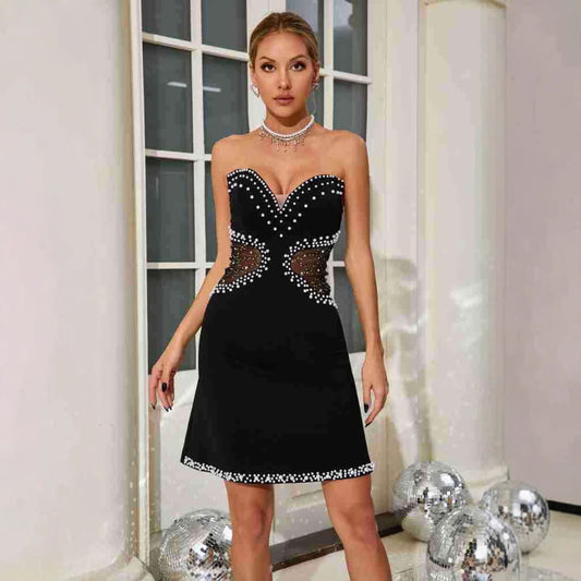 Sexy Cutout Tube Top Bubble Beads Dress ARZ