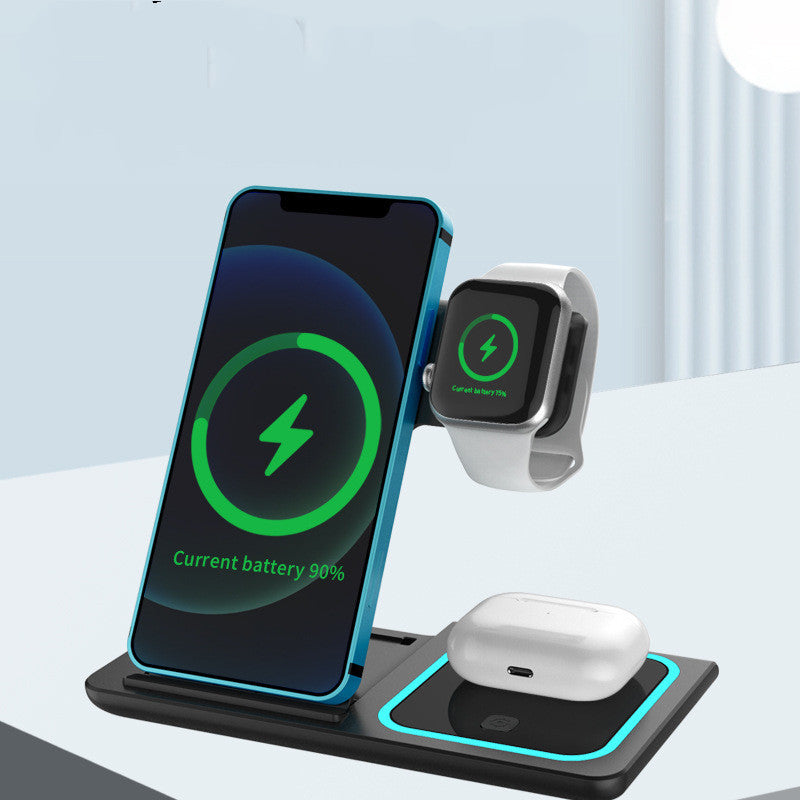 Three-in-one Wireless Charger Electrical Foldable Double Wire Ambience Light Mobile Phone Wireless Charger Wireless Charger ARZ