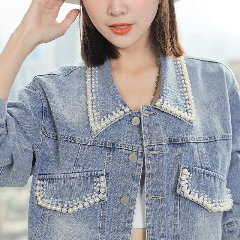 Women's Trendy Loose Petite Short Denim Jacket ARZ