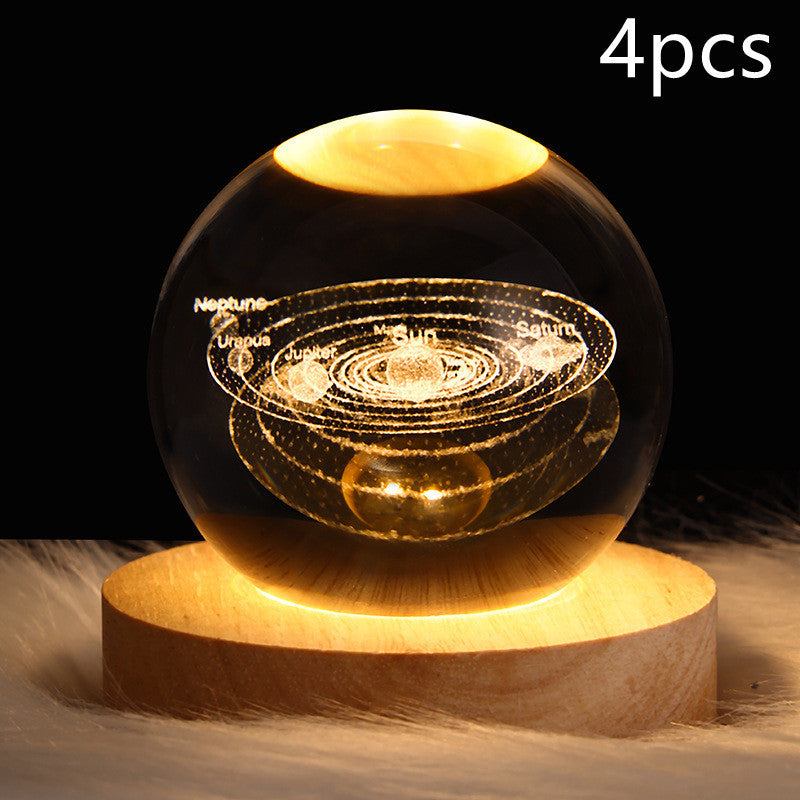 LED Night Light Galaxy Crystal Ball Table Lamp 3D Planet Moon Lamp Bedroom Home Decor For Kids Party Children Birthday Gifts ARZ