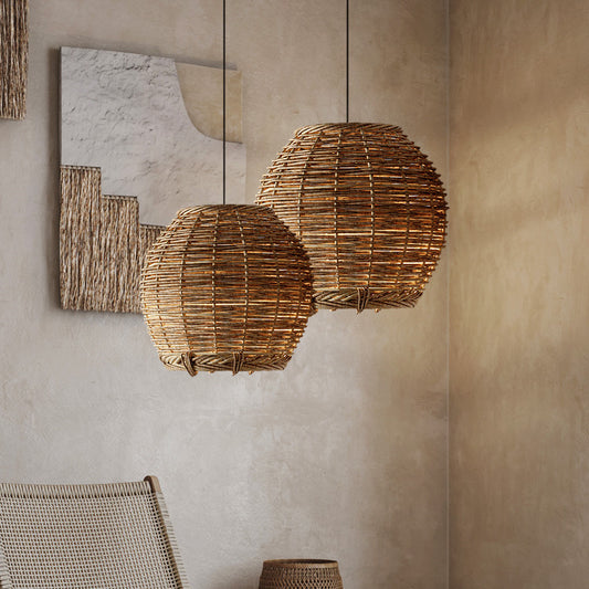 Rattan Chandelier At The Bedside Of Wabi Sabi B&B Study Room ARZ