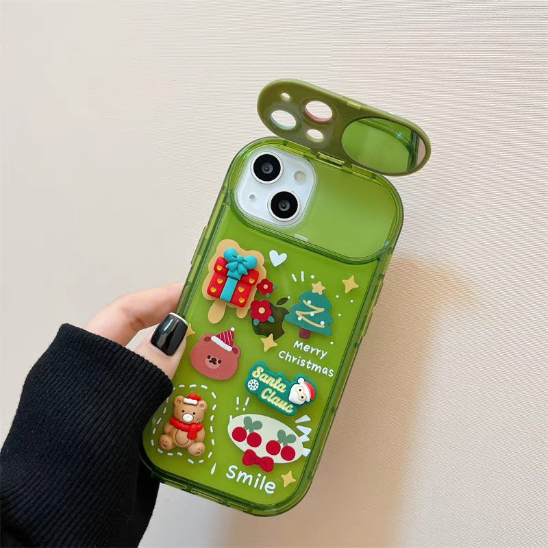 Xmas Santa Claus Cute Elk Hat Pendant Flip Christmas Phone Case For I Phone 15 14 13 12 11 Pro Max Pro Silicone Protection Cover ARZ