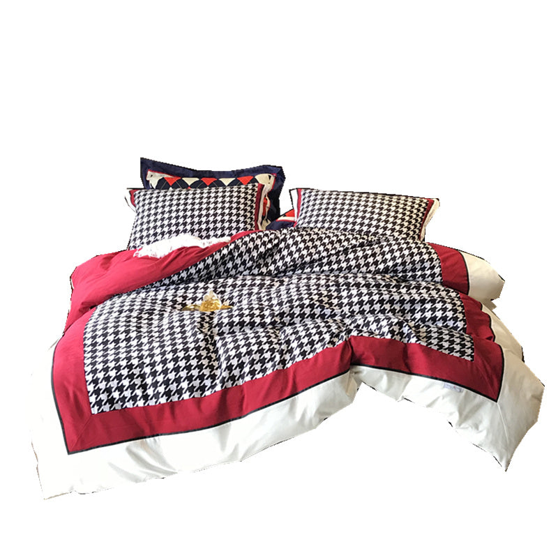 American Retro Cotton North Velvet Bedding Simple Houndstooth ARZ