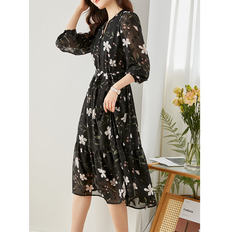 French Chiffon Floral Dress ARZ