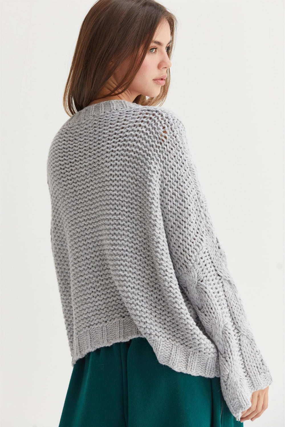 HYFVE Cable Knit V-Neck Sweater Trendsi