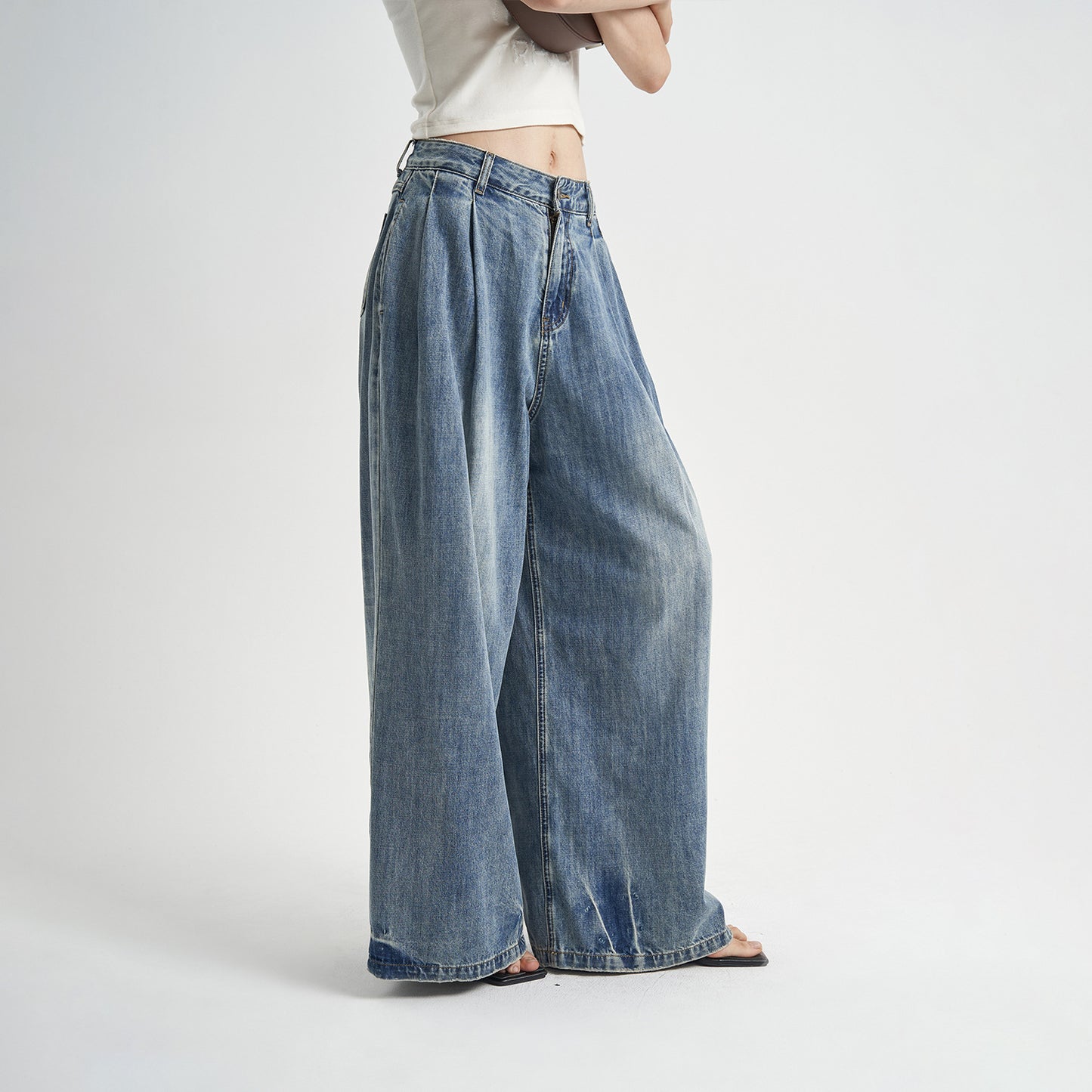 Loose Washed-out Jeans Women's High Waist ARZ