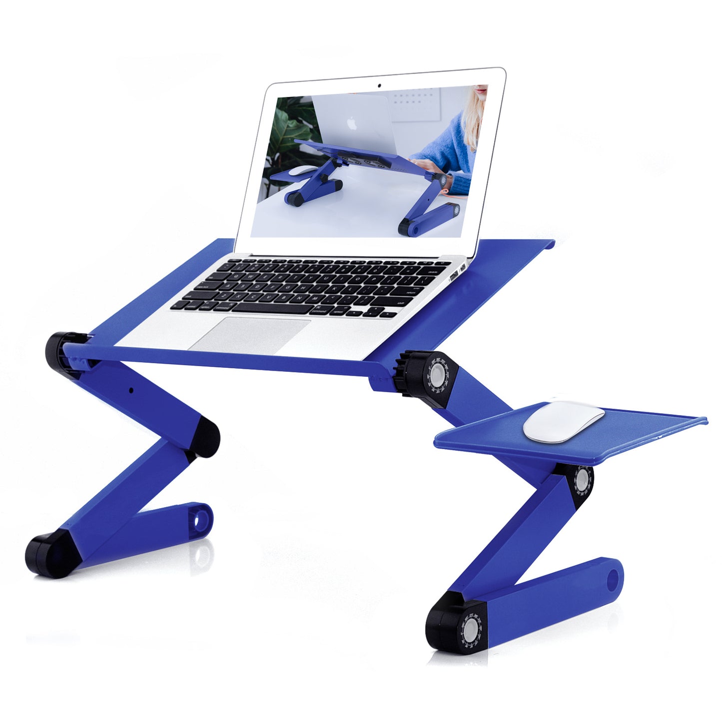 Adjustable Laptop Stand, RAINBEAN Laptop Desk with 2 CPU Cooling USB Fans for Bed Aluminum Lap Workstation Desk with Mouse Pad, Foldable Cook Book Stand Notebook Holder Sofa,Amazon Banned ARZ