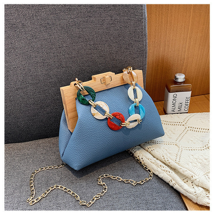 Wooden Clip Bag Autumn And Winter New Female Bag ARZ