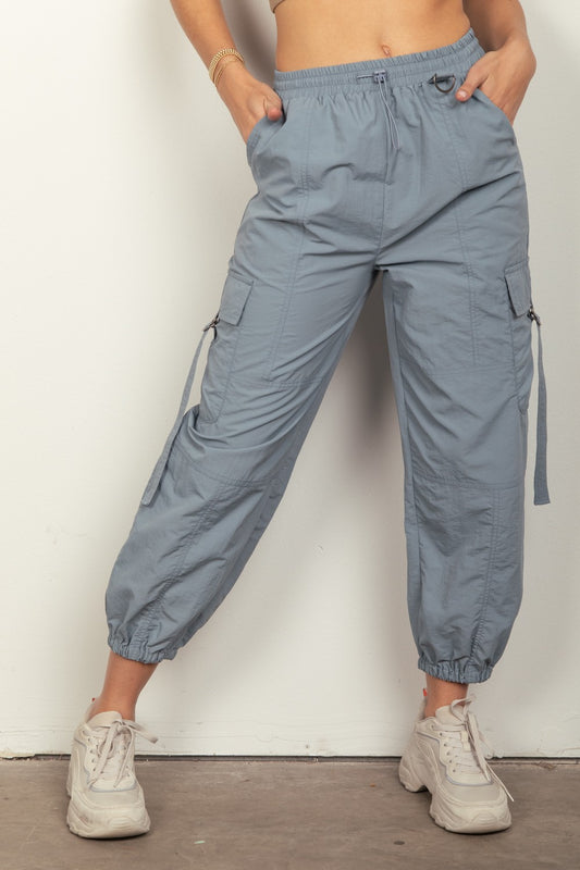 VERY J Elastic Waist Woven Cargo Pants Trendsi