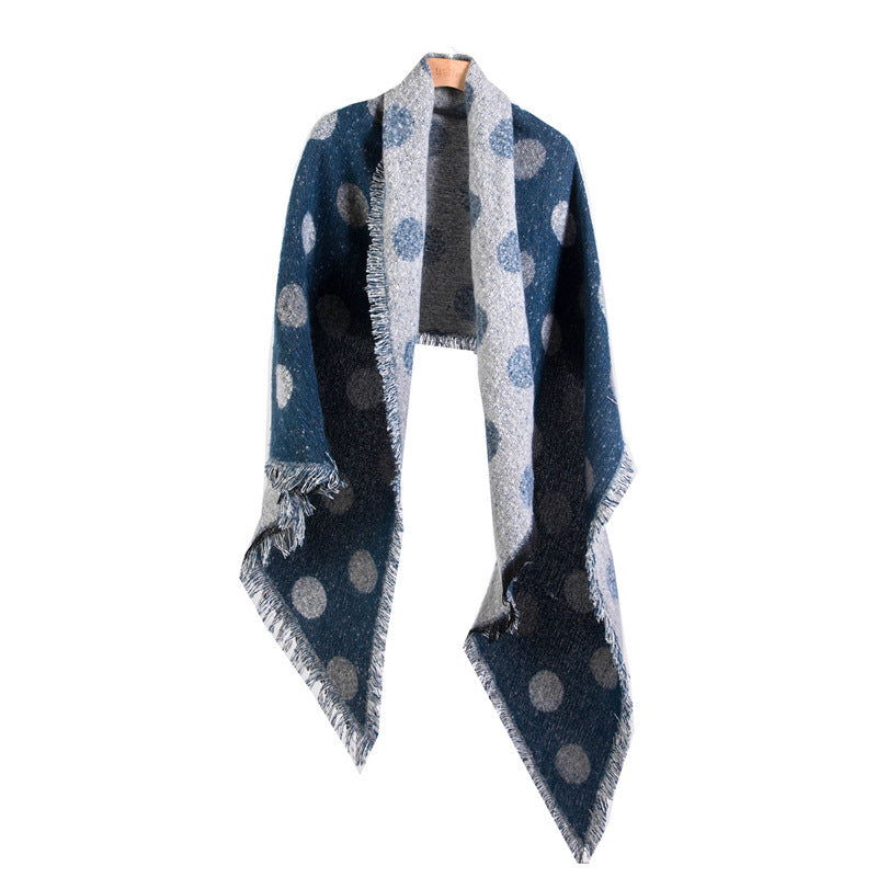 European And American Autumn And Winter Scarf Women's Circle Yarn Polka Dot Angle Thickened Shawl ARZ