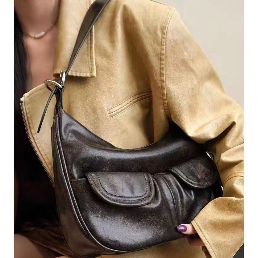 One-shoulder Maillard Distressed Underarm Bag Women ARZ