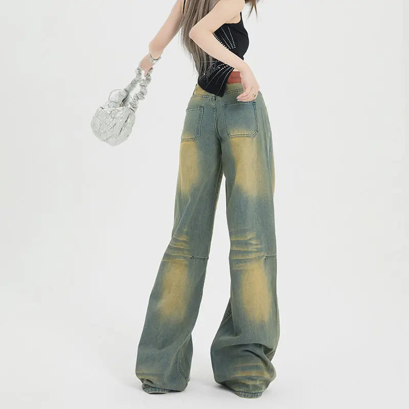 Washed-out Vintage Straight Jeans For Women ARZ