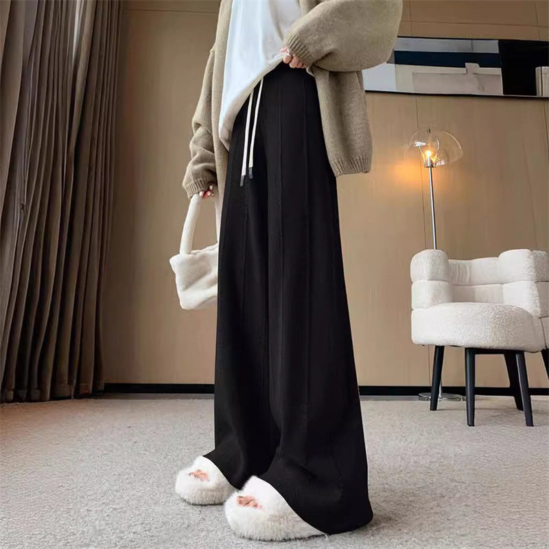 Women's High Waist Drooping Knitted Wide-leg Pants Loose ARZ