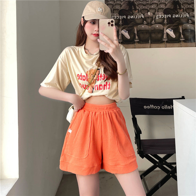 Summer Loose Waffle Casual Wide Leg Pocket ARZ