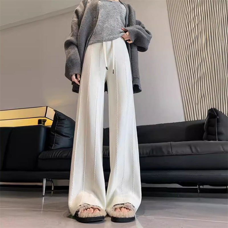 Women's High Waist Drooping Knitted Wide-leg Pants Loose ARZ