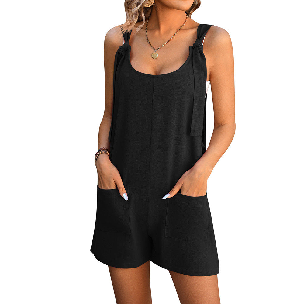 Summer Shorts Jumpsuit With Pockets Fashion Beach Straight Overall Pants Womens Clothing ARZ