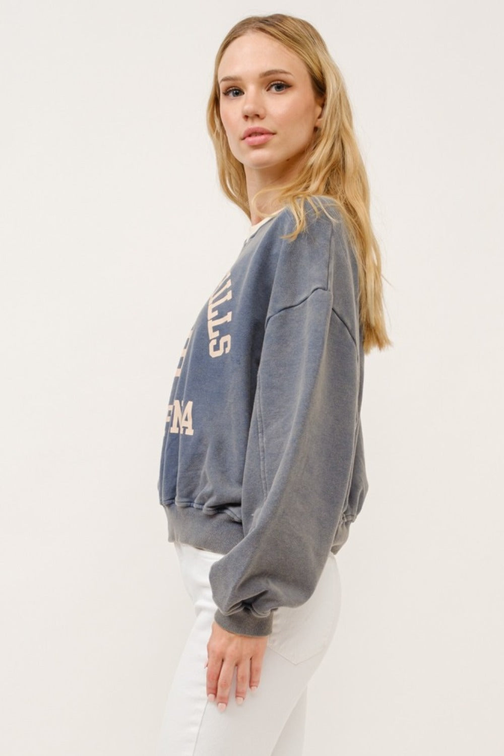 And The Why BEVERLY HILLS 92 CALIFORNIA Contrast Crop Sweatshirt Trendsi