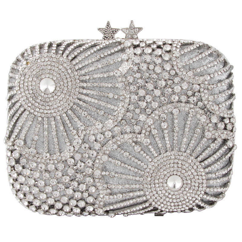 Female Fashion Star Flower Rhinestone Clutch Dinner Bag ARZ