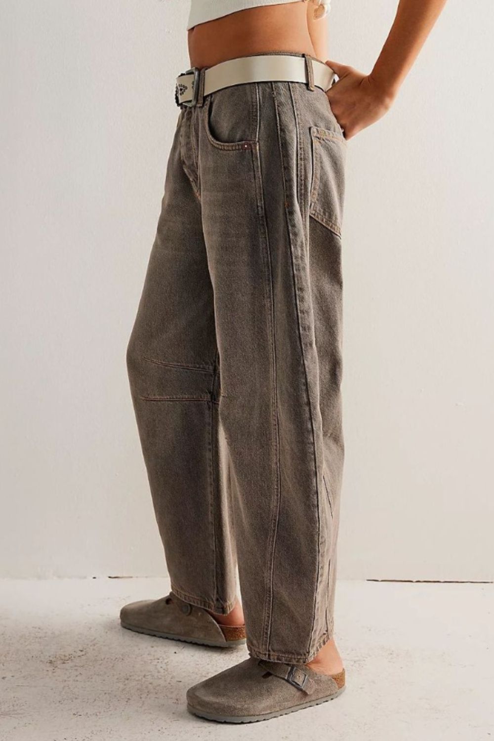 Wide Leg Jeans with Pockets Trendsi