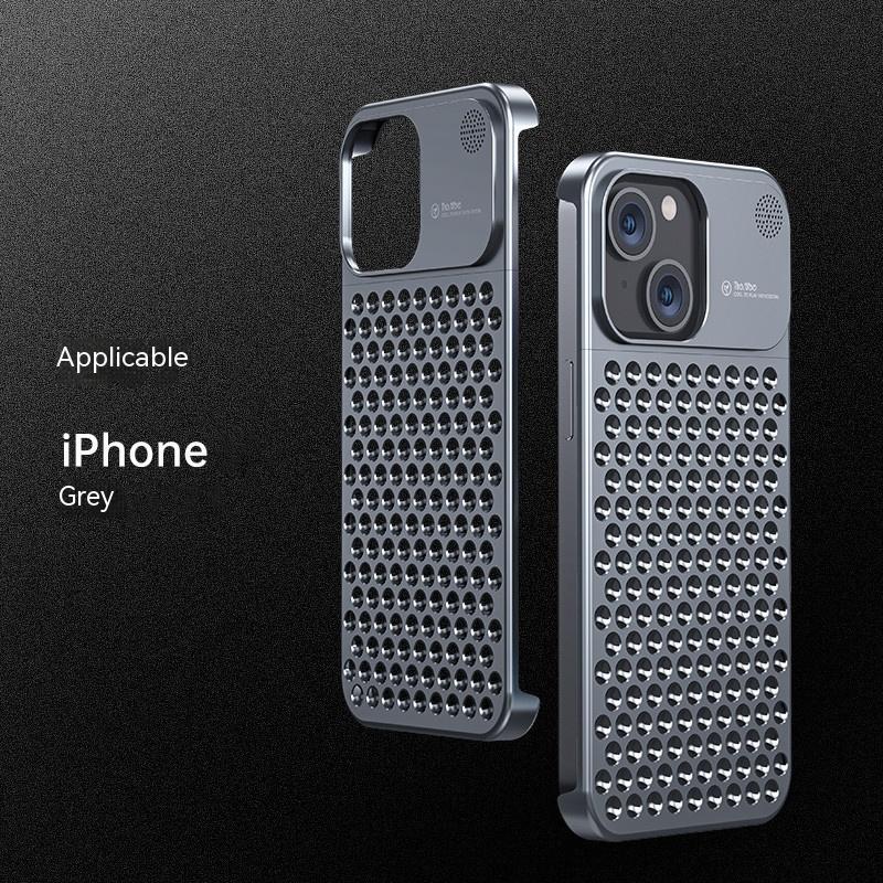 Aluminum Alloy Phone Case For 14 13 Pro Max Plus Hollow Heat Dissipation Anti-fall Full Body Shockproof Phone Cove ARZ