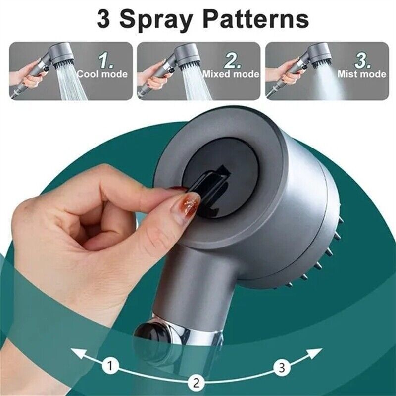 3 Modes Shower Head With Filter High Pressure Water Saving Massage Body Scalp ARZ