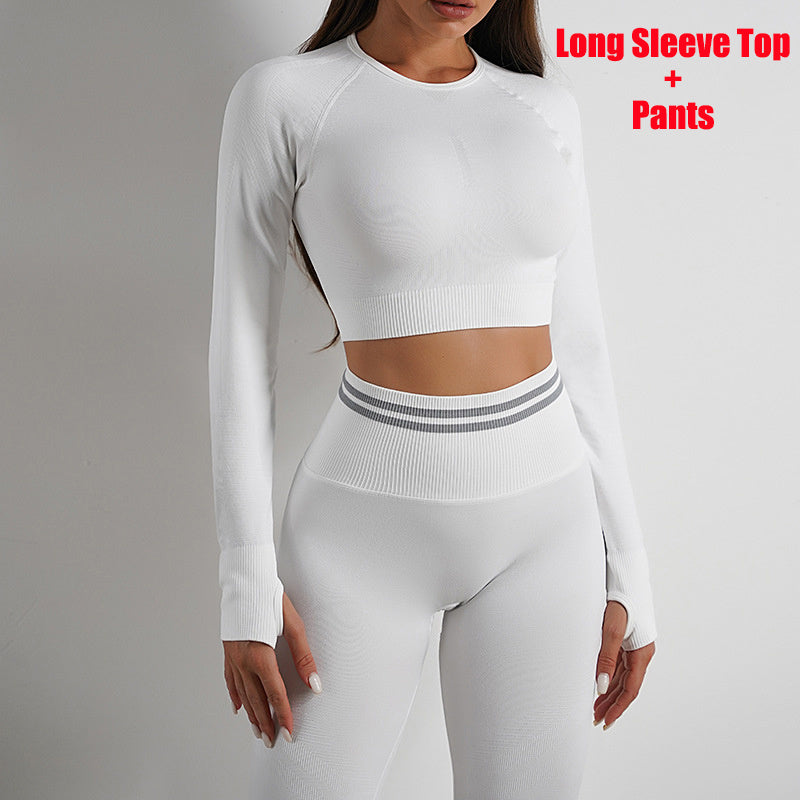 Seamless Yoga Pants Sports Gym Fitness Leggings Or Long Sleeve Tops Outfits Butt Lifting Slim Workout Sportswear Clothing ARZ