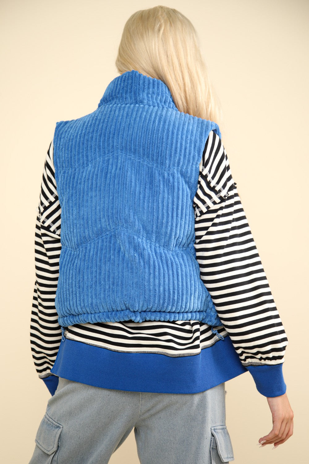 VERY J Zip Up Padded Corduroy Puffer Vest Trendsi