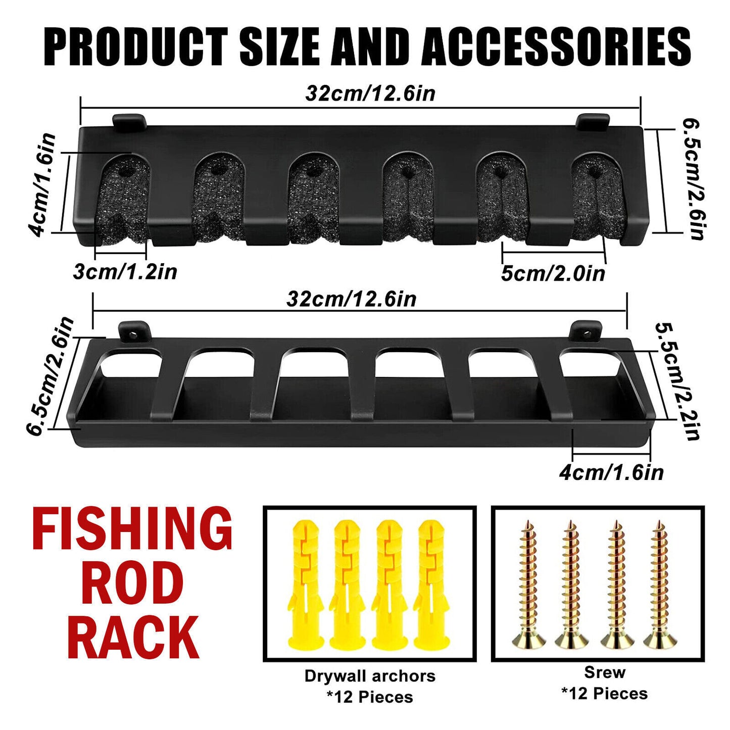 Fishing Rod Rack Vertical Holder Horizontal Wall Mount Boat Pole Stand Storage ARZ