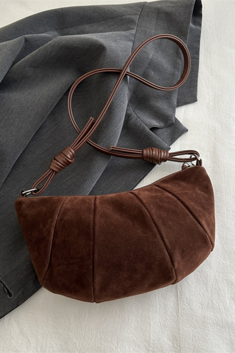 Suede Croissant Shape Shoulder Bag Trendsi