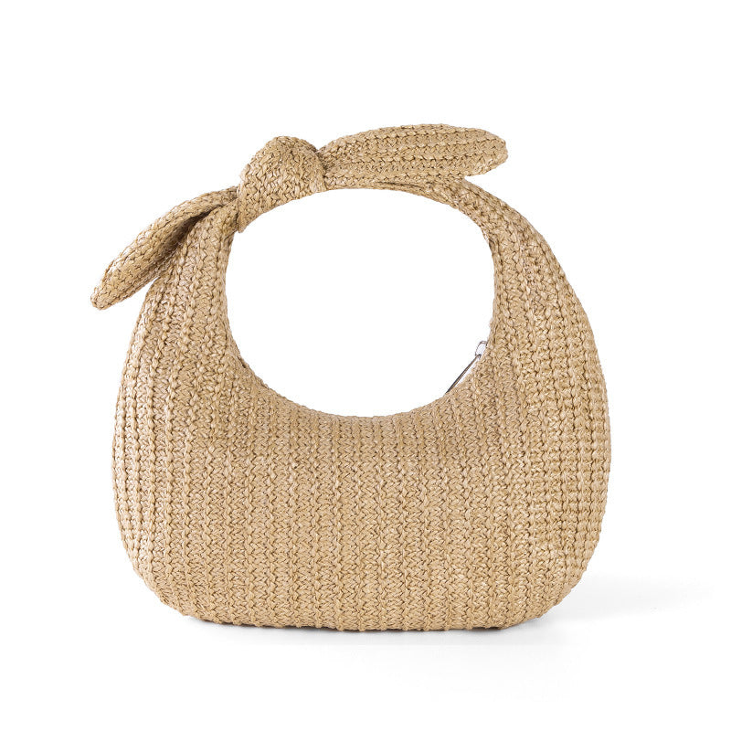 Vacation Style Bow Straw Handbag Clutch ARZ