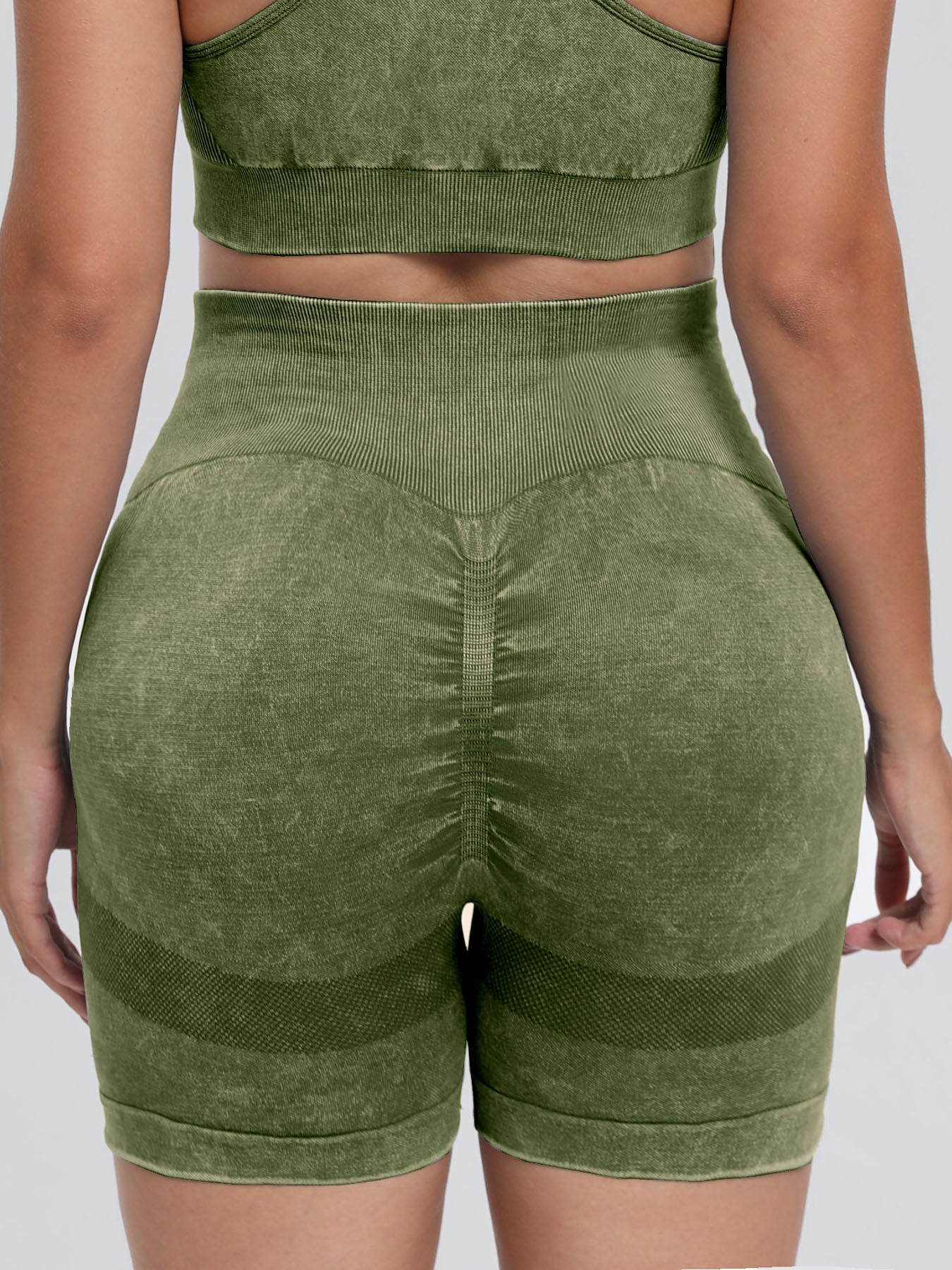 Washed High Waist Active Shorts Trendsi