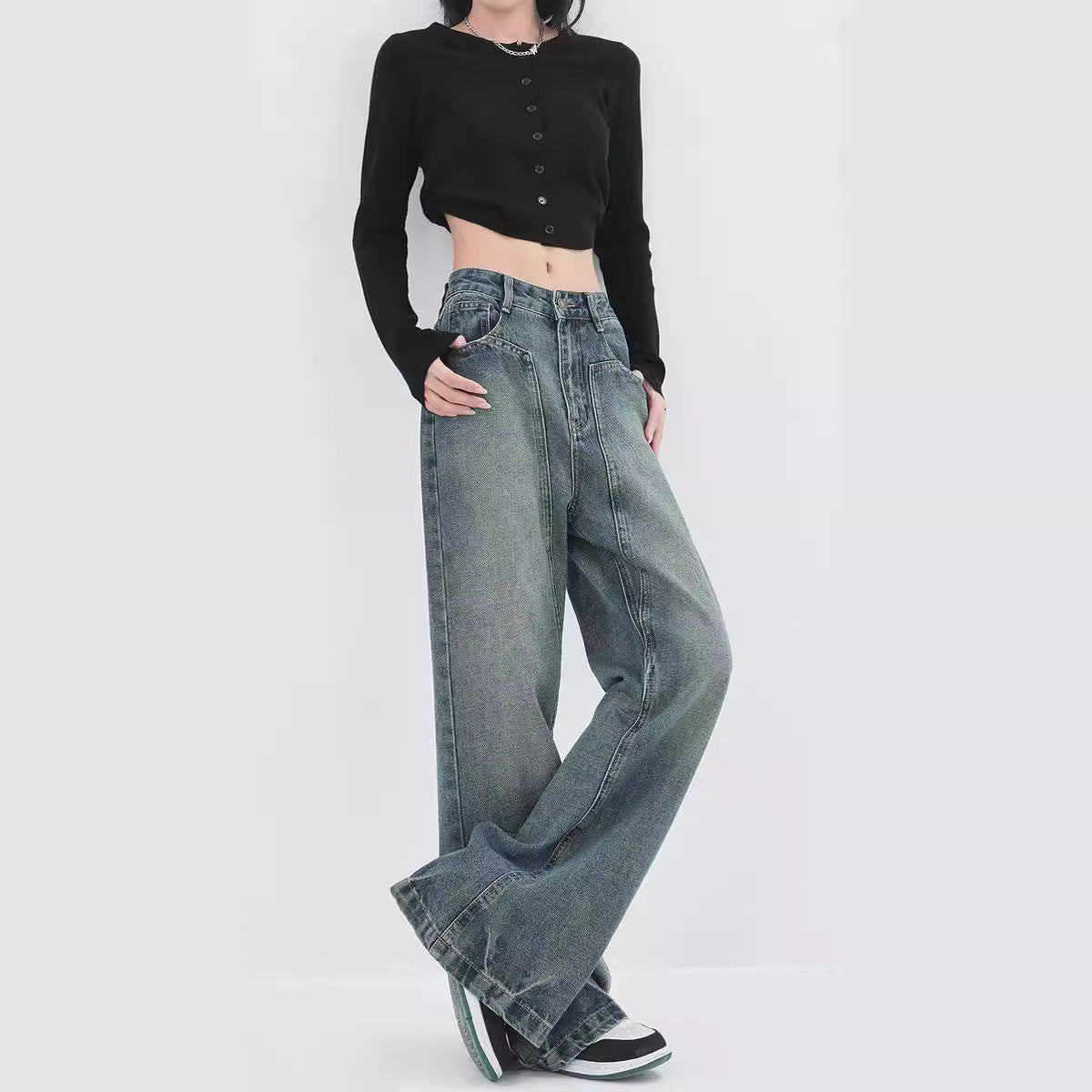 Retro Design Wide Leg Flared Pants ARZ