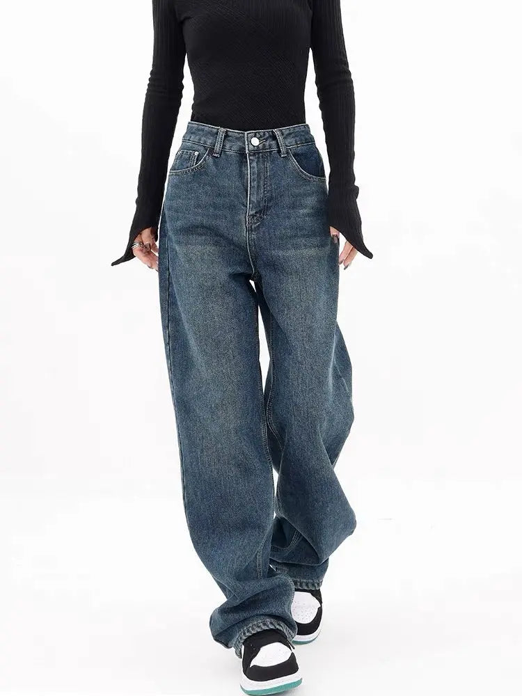 Women's Wide-leg Jeans Loose High Waist Drooping ARZ