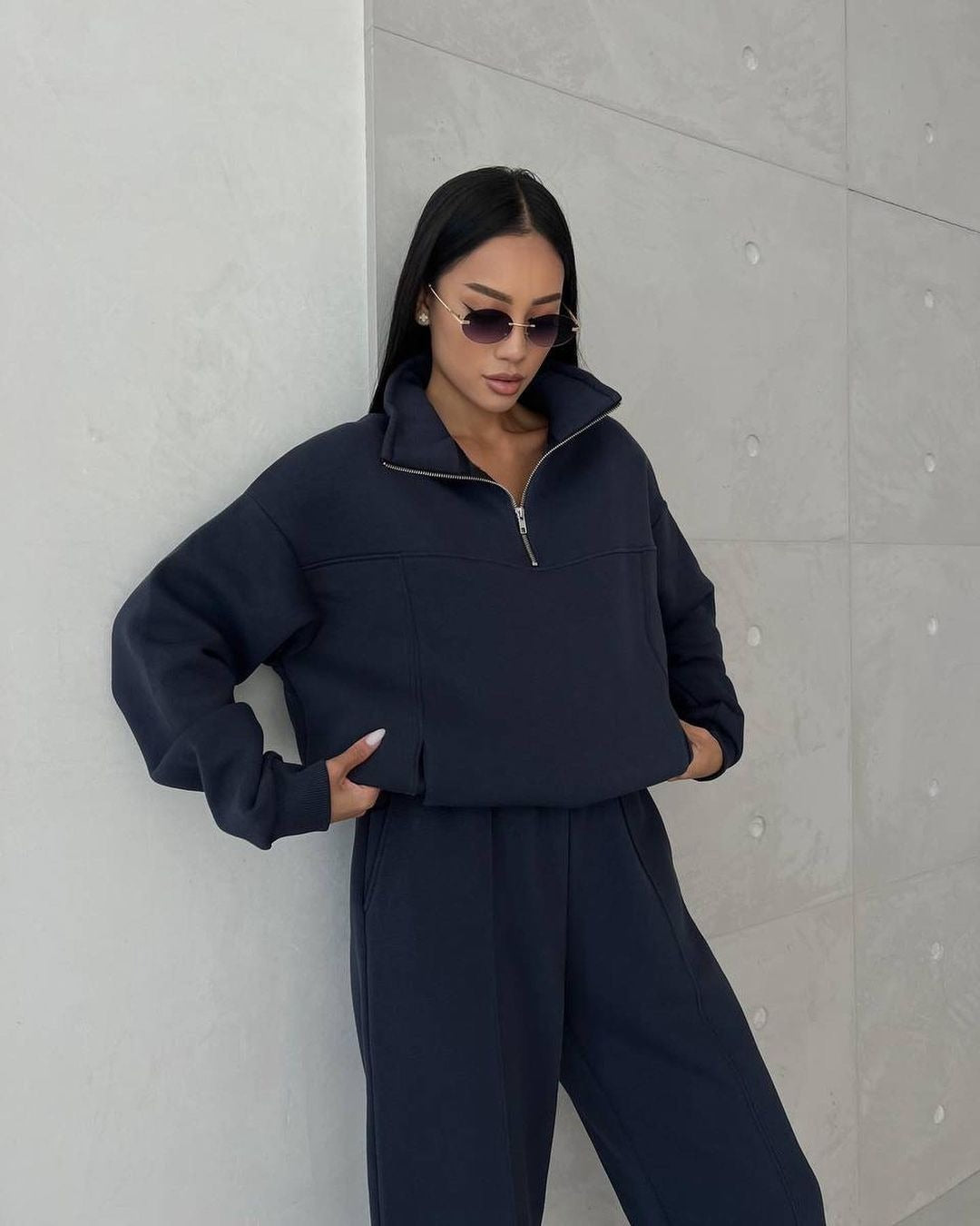 Y2K Winter Jogging Women Two Piece Set Female Zipper Coat Casual Pants Tracksuit Autumn Jacket Fashion Contrast Sport Wear Set ARZ