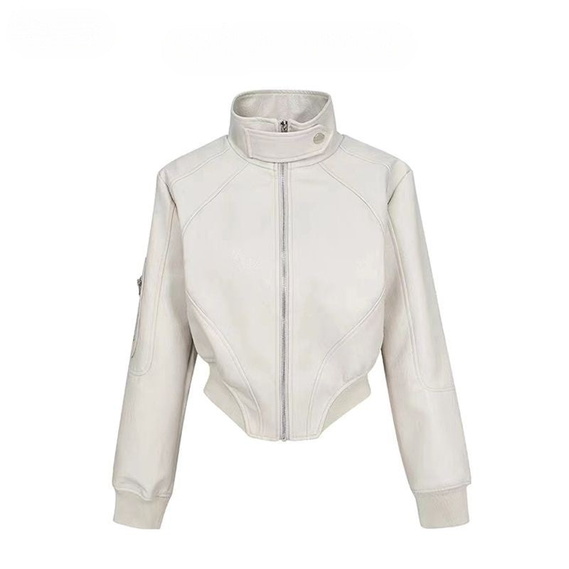 American Retro Short Leather Jacket Women ARZ