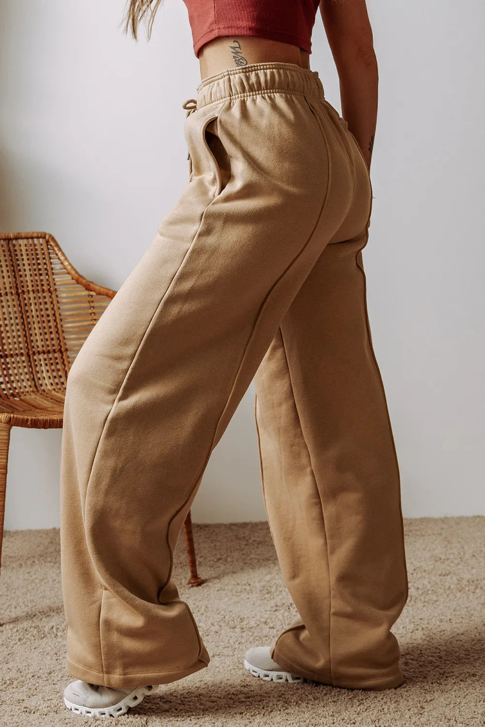 Drawstring Wide Leg Pants with Pockets Trendsi