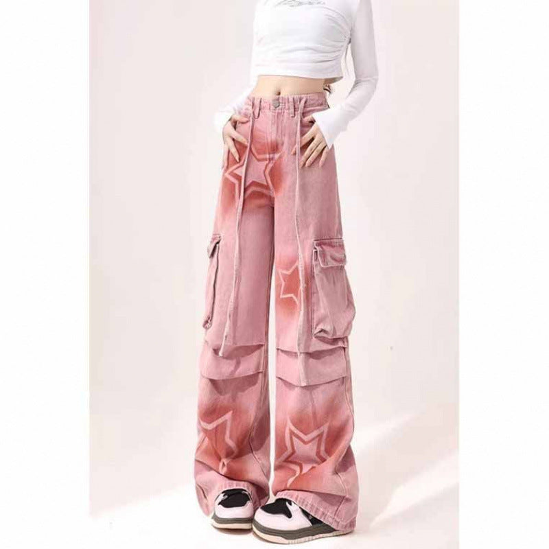 Cargo Jeans Women's Plus Size XINGX Printed Wide-leg Trousers ARZ