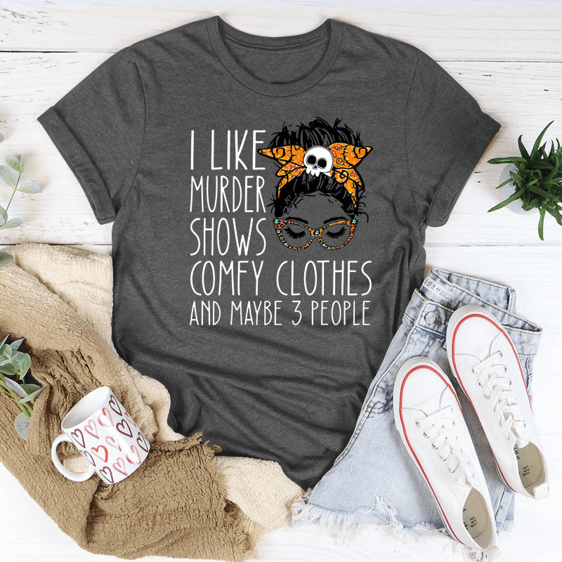 I LIKE MURDER SHOWS Halloween Skull Teenage Leisure T-shirt ARZ