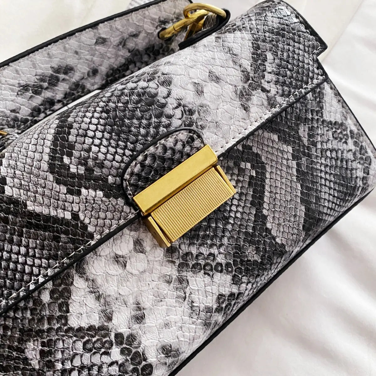 PU Leather Snakeskin Print Crossbody Bag Trendsi